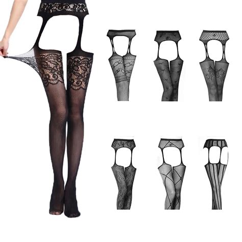 Black Sexy Stockings Women Lingerie Garter Elastic Mesh Tights High