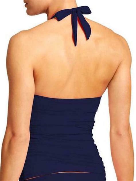 Athleta Shirrendipity Halter Tankini Top Size S Tall Dress Blue Nwot