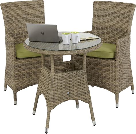 Maze Rattan Natural Milan 2 Seat Round Bistro Set With A 75cm Table And