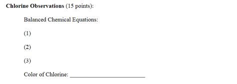 Chlorine Observations ( 15 points): Balanced Chemical | Chegg.com