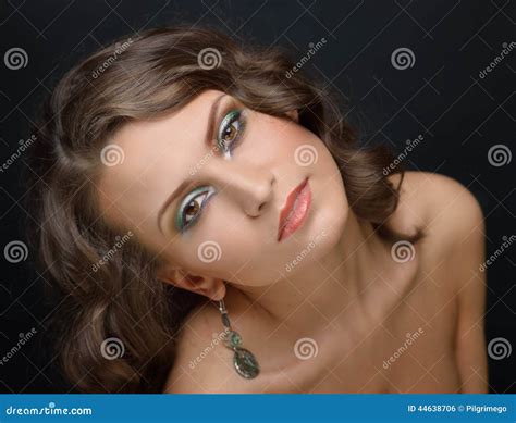 Beautiful Woman With Naked Shoulders Stock Photo Image Of Fine