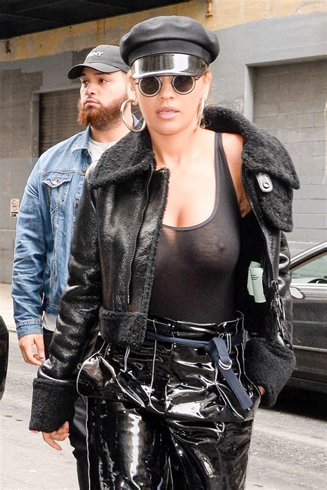 Rita Ora Braless See Thru At A Photoshoot In NYC