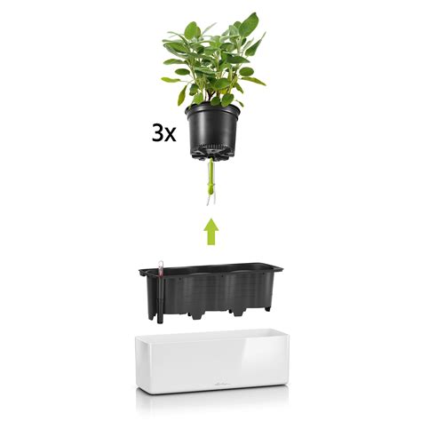LECHUZA Pflanzgefäß CUBE Glossy Triple weiß, 40x14x14cm