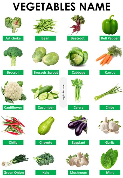 Vegetable Names In English With Images List Of Vegetables Name Of