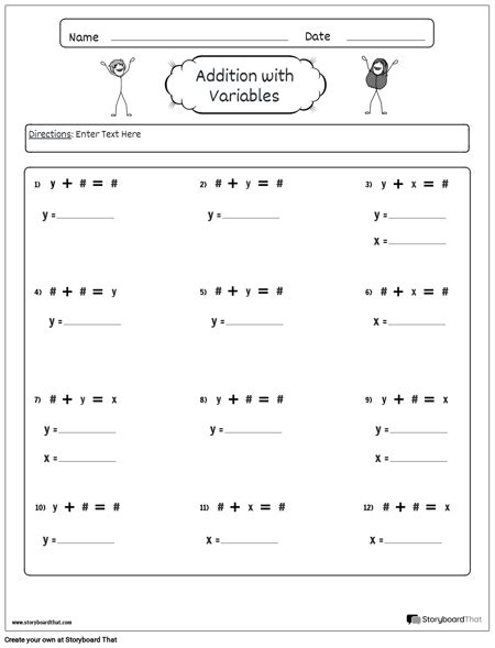 Variables Worksheet Templates Storyboard That