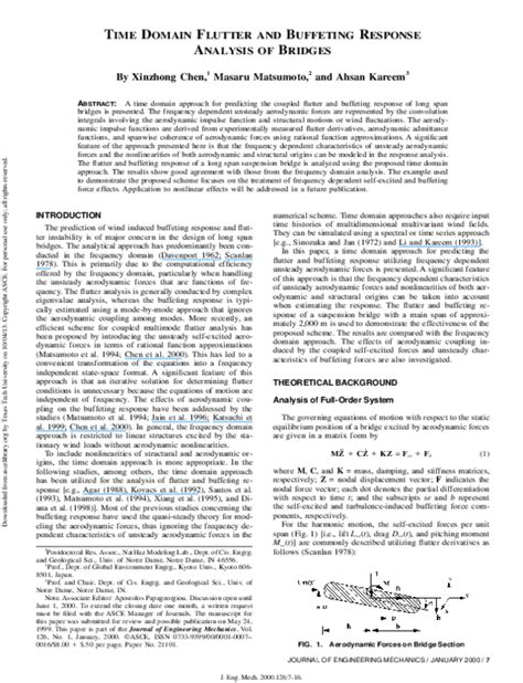 (PDF) Time Domain Flutter and Buffeting Response Analysis of Bridges | Ahsan Kareem - Academia.edu