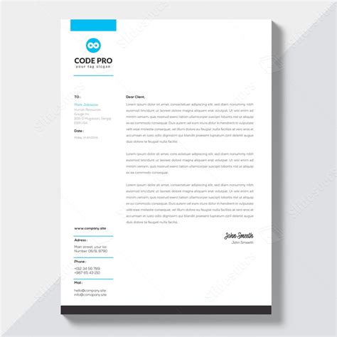 Blue Colorful Green Letterhead Contract Stationary Identity Formal