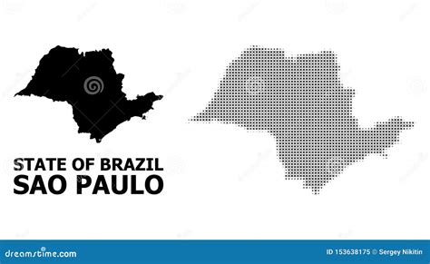 Vector Halftone Pattern And Solid Map Of Sao Paulo State Stock Vector