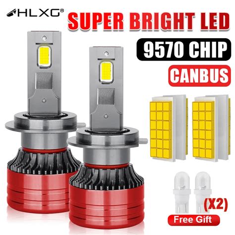 Hlxg H H Led Headlight Bulbs Pcs Csp K Led Car Lamp Canbus