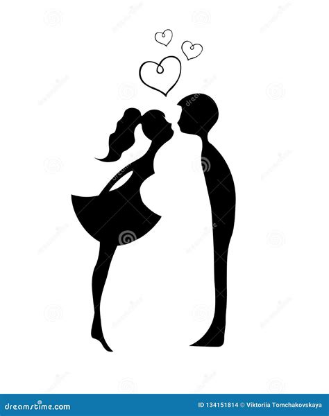 Kissing Couple Of Young Lovers Romantic Couple Silhouette Lovers Woman And Man Kissing