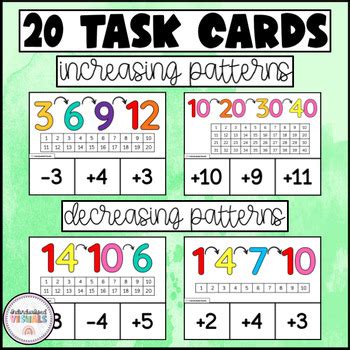 Number Patterns Task Cards Increasing Decreasing Patterns Sped Math