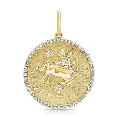 14k Gold And Diamond Sagittarius Zodiac Pendant