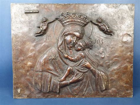 Large Bronze Bas Relief Of The Image Of The Madonna Catawiki