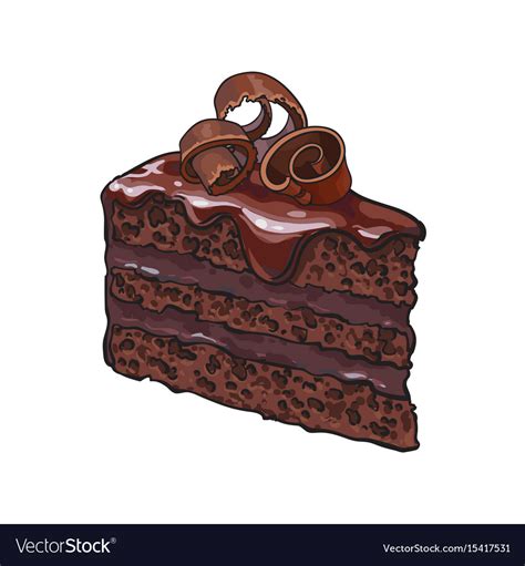 Hand Drawn Piece Layered Chocolate Cake Royalty Free Vector