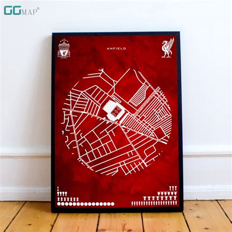 Map Of Anfield City Map Of Liverpool Anfield Stadium Etsy