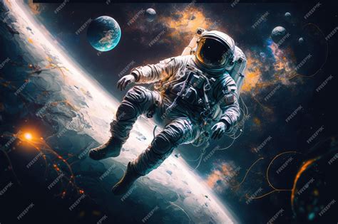 Premium AI Image | Artistic astronaut floating among the stars with ...