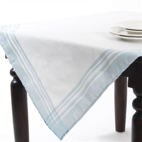 Saro 6600tq60s 60 In Mari Sati Square Plaid Table Topper Turquoise