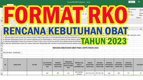 Format Rko Tahun 2023 Rencana Kebutuhan Obat Youtube