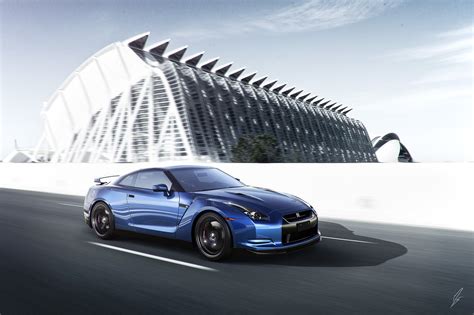 Nissan Gt R Blue Side View Speed Wallpaper Coolwallpapers Me