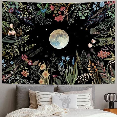 Amazon Amhokhui Moonlit Garden Tapestry Moon Tapestry Flower