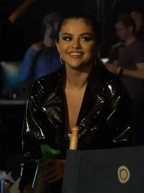 Selena Gomez Look At Her Now Cropped Shiny Jacket