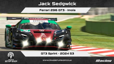 IRacing 24S3 Ferrari 296 GT3 GT3 Sprint Imola Jak YouTube