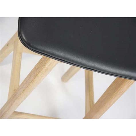 Gangnam Kitchen Bar Stool Timber Natural Frame Black Padded Seat