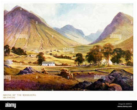 Glencoe Edwardian painting of the site of the infamous 1692 massacre of ...