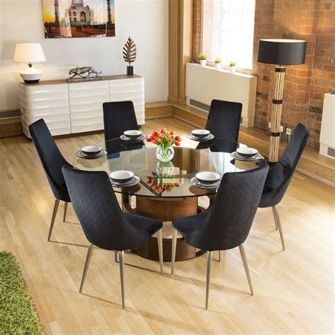 Round Glass Top Dining Table Set Chairs Table Glass Round Kitchen