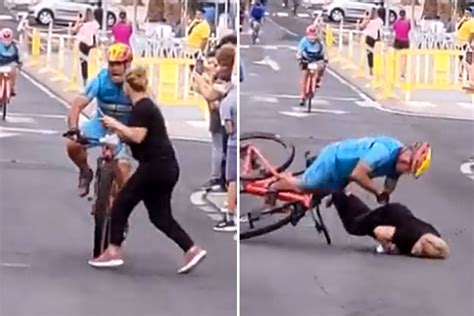 Watch Shocking Moment Cyclist Crashes Into Spectator After Woman Ran