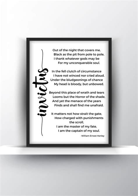 Invictus Poem By William Ernest Henley Unframed And Framed Wall Art Poster Print Posterwallart