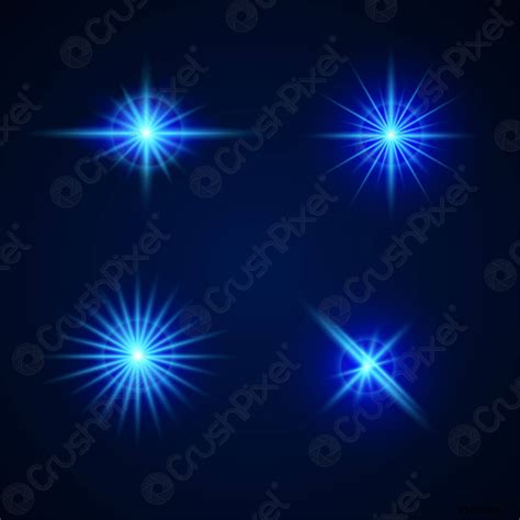 Blue Light Effects on blue background Glowing lights effect Starburst ...