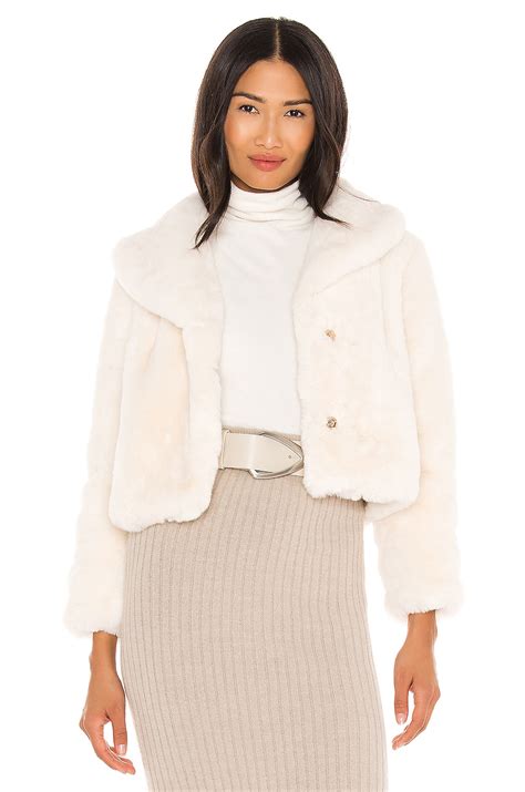 Bubish Milan Cropped Faux Fur Jacket In White REVOLVE