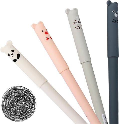 Vanyibro Erasable Gel Ink Pens 4 Packcute Cartoon Animal Stationery