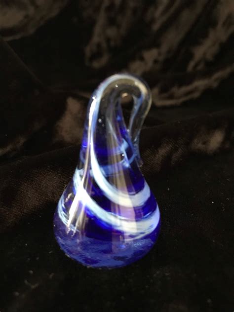 Hand Blown Glass Ring Holder Blue And White Etsy