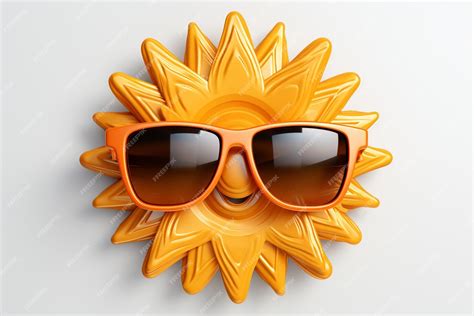 Premium Photo Sun With Sunglasses Emoji 3d Illustration 3d Rendering