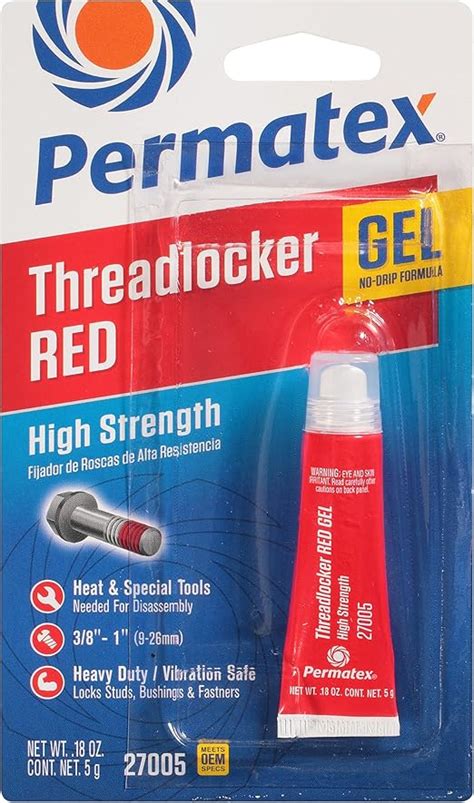 Amazon Permatex 27010 High Strength Threadlocker Red Gel Twist 10