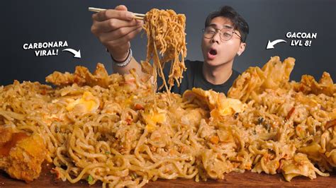 VIRAL MUKBANG MIE GACOAN CARBONARA LVL 8 L4MBUNG GAK AMAN YouTube