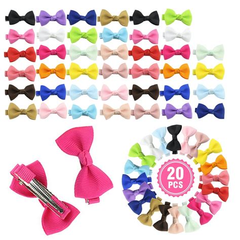 20pcs Baby Girl Hair Bows Boutique Grosgrain Ribbon 2 Hair Bows