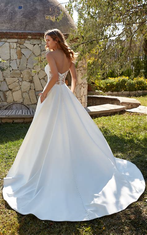 Style Mikado A Line Bridal Gown With Plunging Bikini Neckline