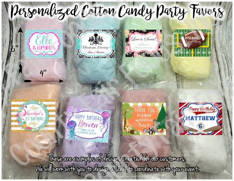 20 Cotton Candy Party Favors Custom Personalized Birthday