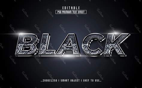 Black Shiny Metal 3D Text Effect Free Photoshop PSD File