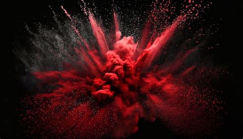 Premium Photo | Red powder explosion on black background