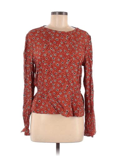 Elodie Women Red Long Sleeve Blouse M Ebay