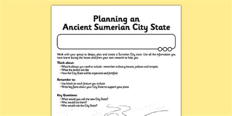 Ancient Sumer Planning A City State Activity Teacher Made