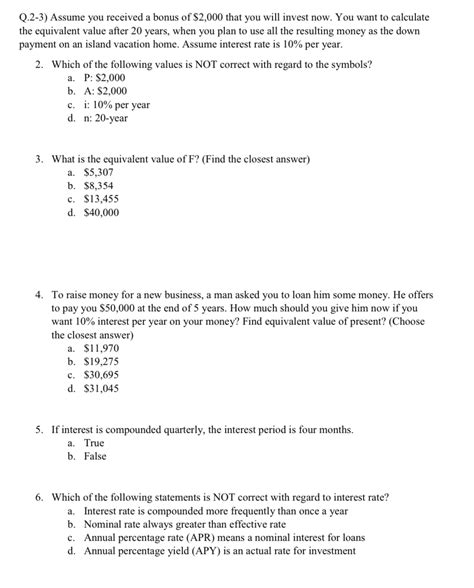 Solved Q 2 3 Assume You Received A Bonus Of 2 000 That You