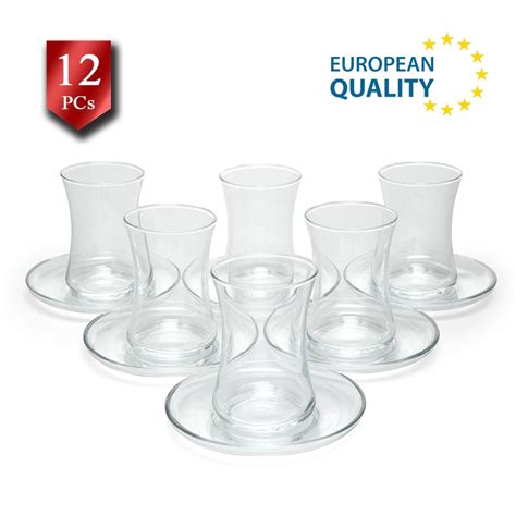 Lav Turkish Tea Glasses And Saucers Set Pcs Pure Design Clear