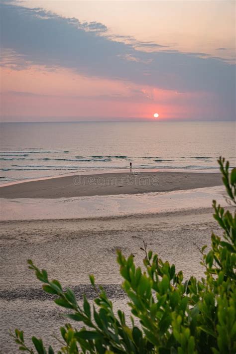 Landscape Of Sunset In Sao Pedro De Maceda Beach Ovar Portugal Stock