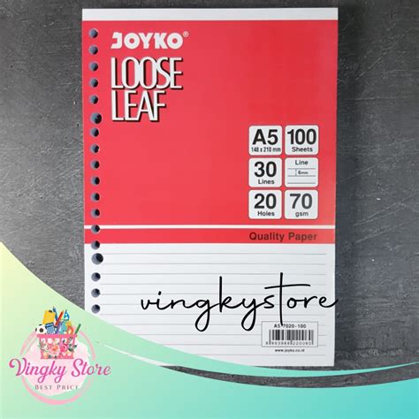 Jual Isi Kertas File Binder Loose Leaf Joyko A5 100 Shopee Indonesia