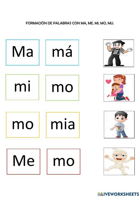 Sílabas Ma Me Mi Mo Mu Interactive Worksheet Live 57 Off